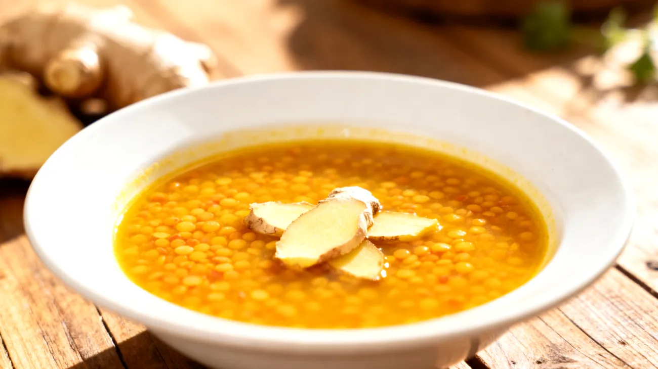 Zuppa di lenticchie rosse con zenzero e curcuma"