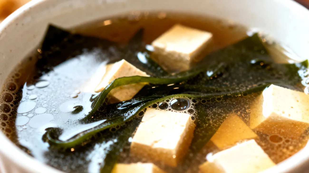 Zuppa di miso con alghe wakame e tofu"